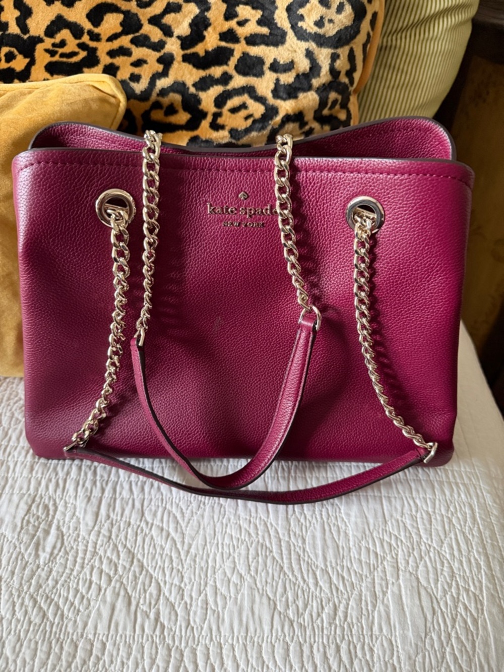 kate spade Berry Pink or more like a burgundy Leather Chain-Handle Shoulder Bag